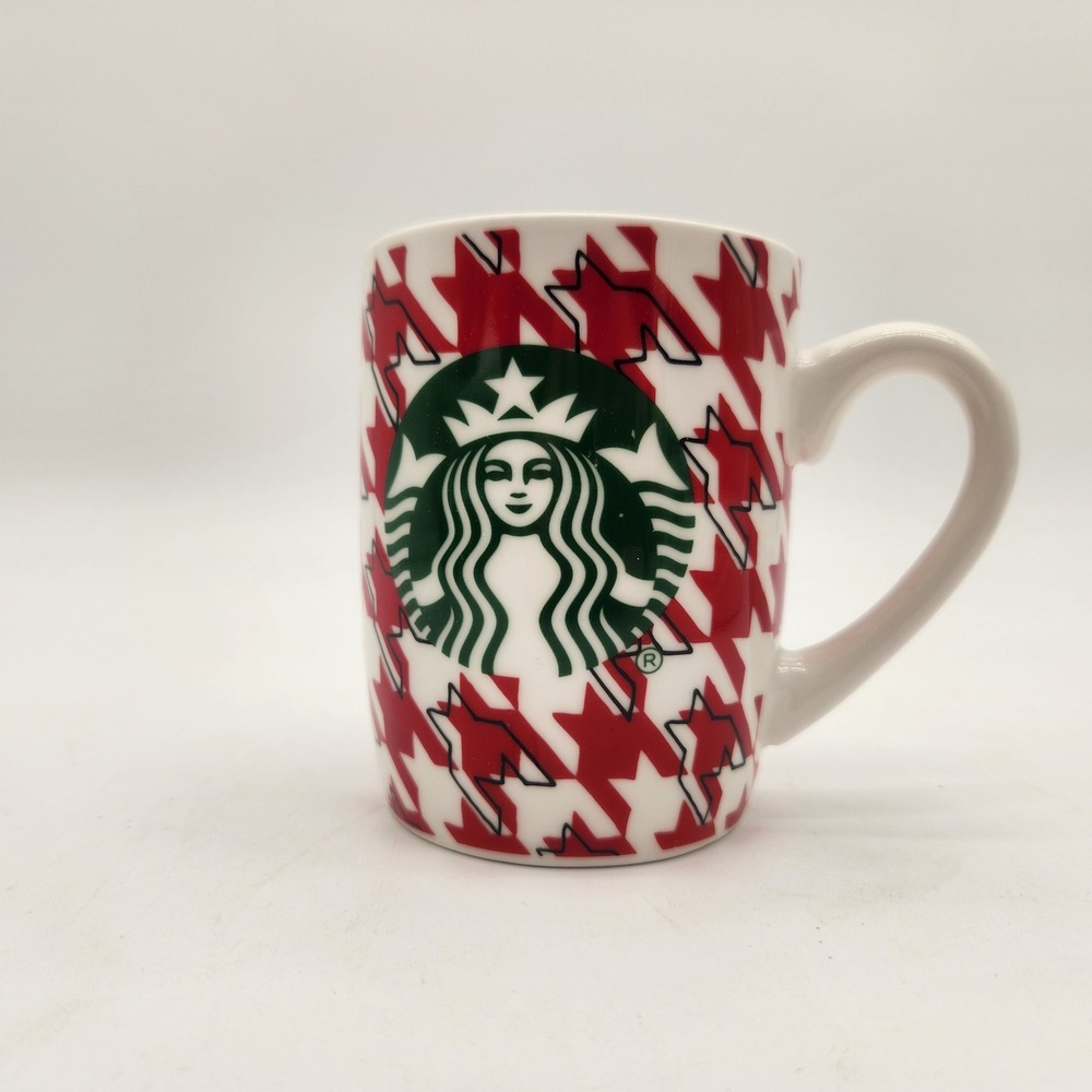Starbucks Mermaid 2017 Houndstooth Mug Red White Green Logo 10 oz Ceramic - Picture 5 of 7